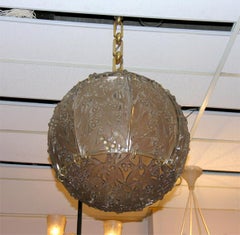 French Art Deco Chandelier by Rene Lalique "Boule de gui"