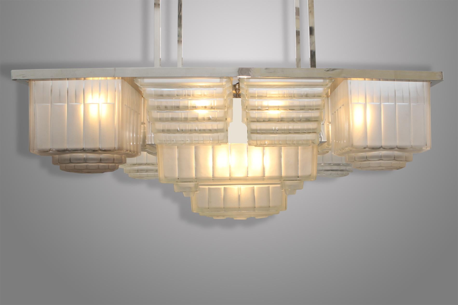 Cast French Art Deco Chandelier by Sabino  For Sale