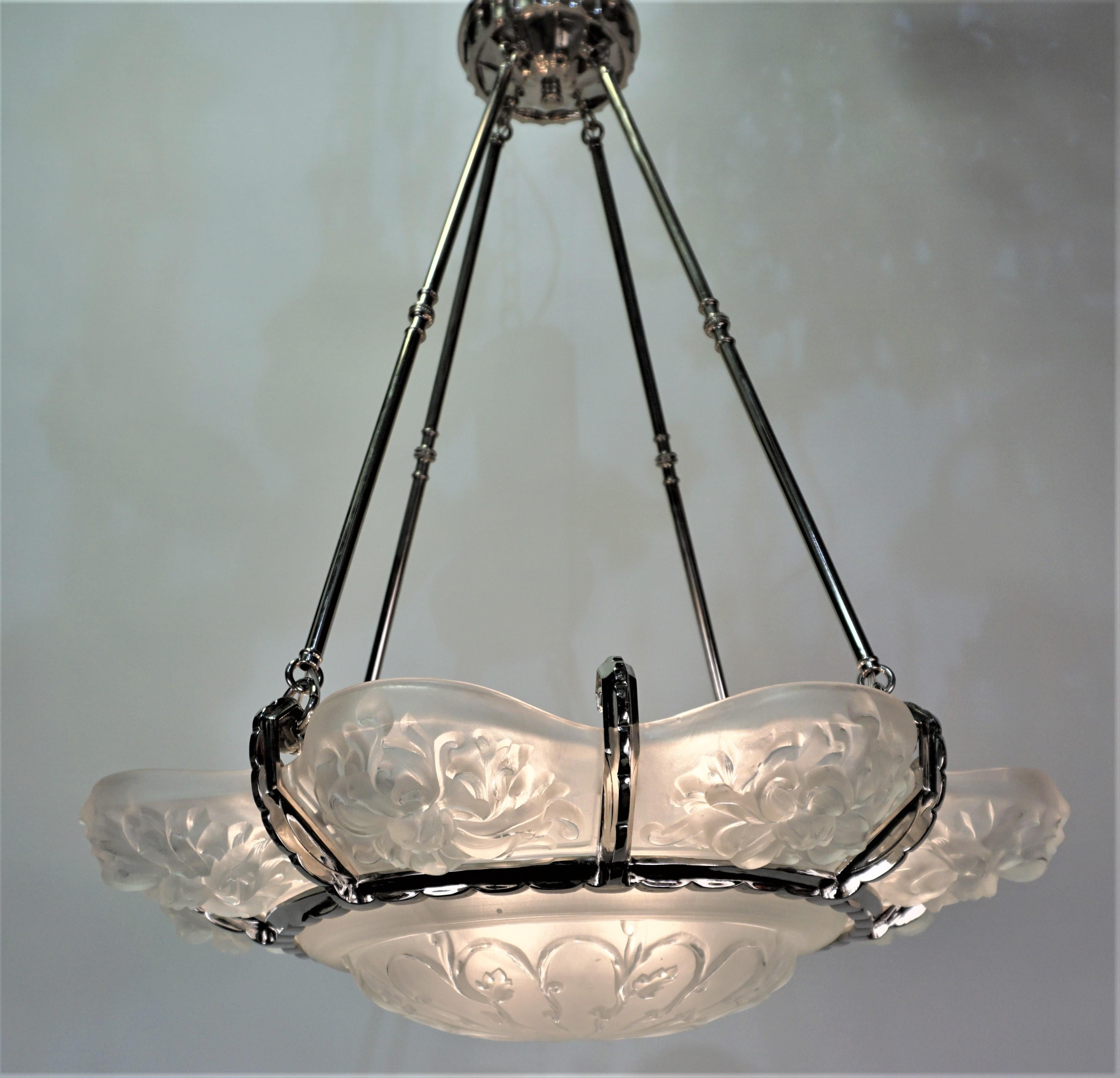 French Art Deco Chandelier by Sabino In Good Condition For Sale In Fairfax, VA