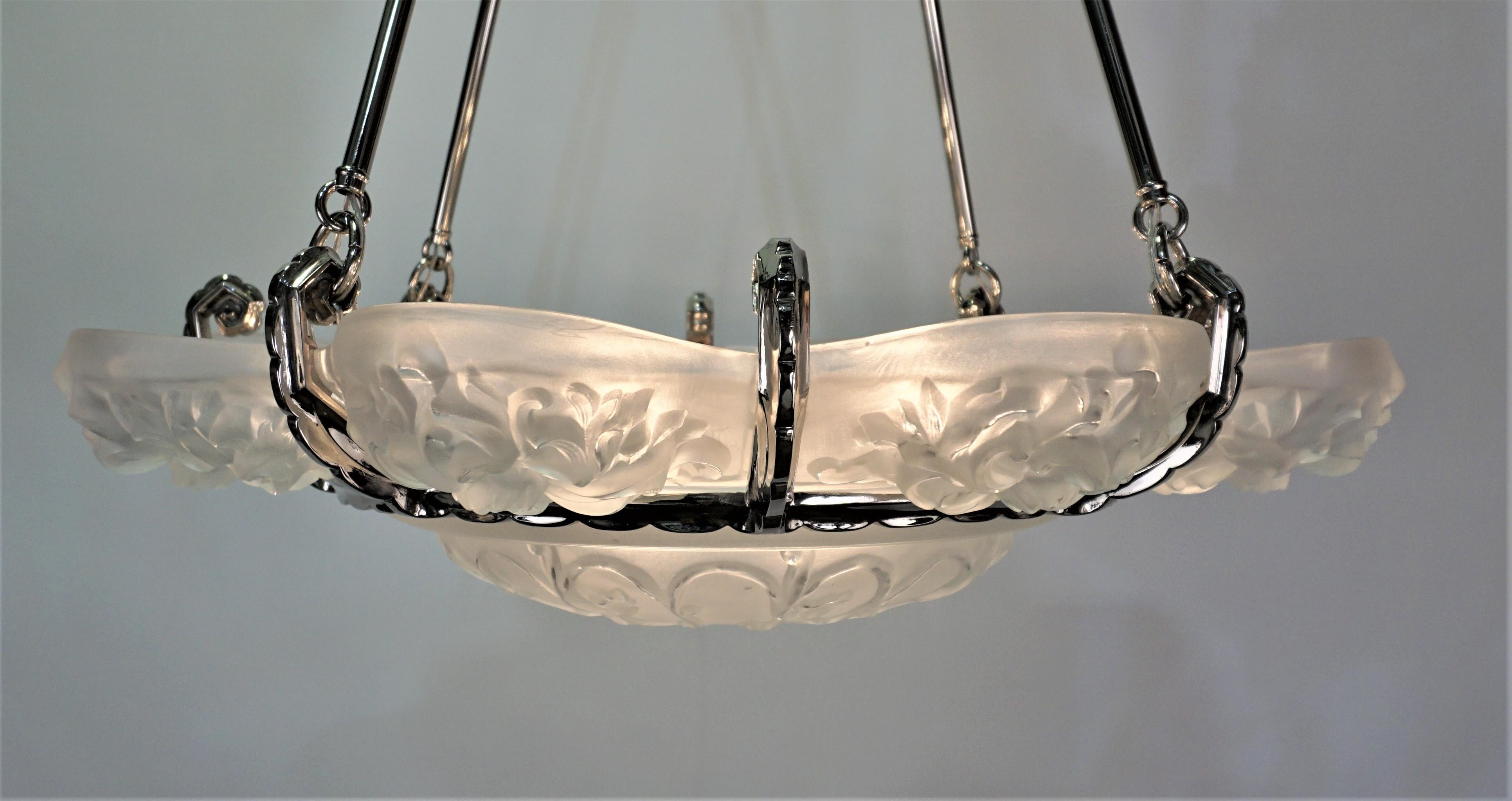French Art Deco Chandelier by Sabino For Sale 3