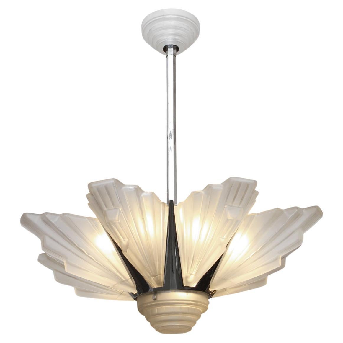 French Art Deco chandelier by Sabino  For Sale
