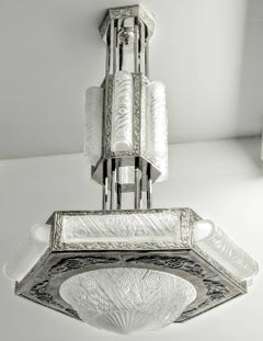 French Art Deco Chandelier by Schneider