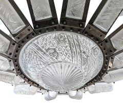 French Art Deco Chandelier by Schneider (Pair Available)