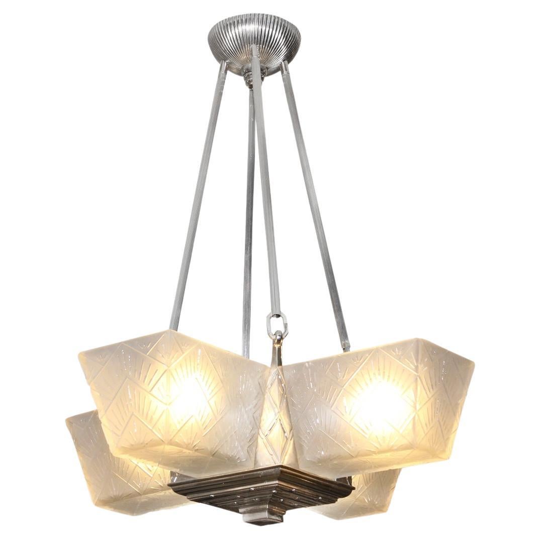 French Art Deco chandelier by Simonet Frères 
