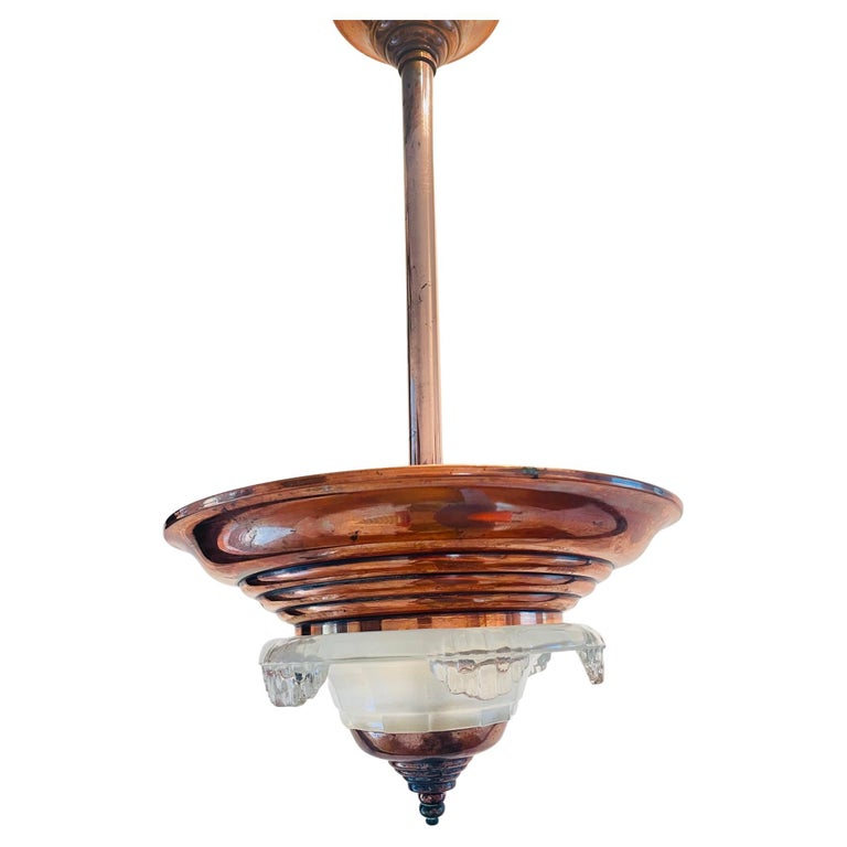Lampe De Table Art Déco En Cuivre - Années 1930 - Luminaire Vintage D'occasion