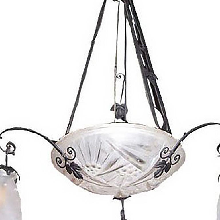 Mid-20th Century French Art Deco Chandelier For Sale