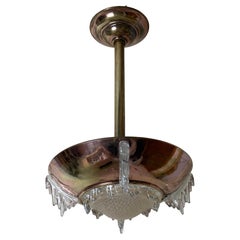 Araña francesa Art Decó Vidrios de hielo e carámbanos de Ezan Años 30