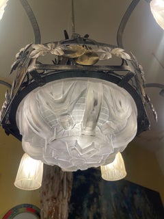 French Art Deco Chandelier Muller Freres sign , French Palace 1930