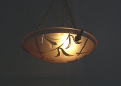 French Art Déco Chandelier, Pendant Light, Degue, France - 1920s