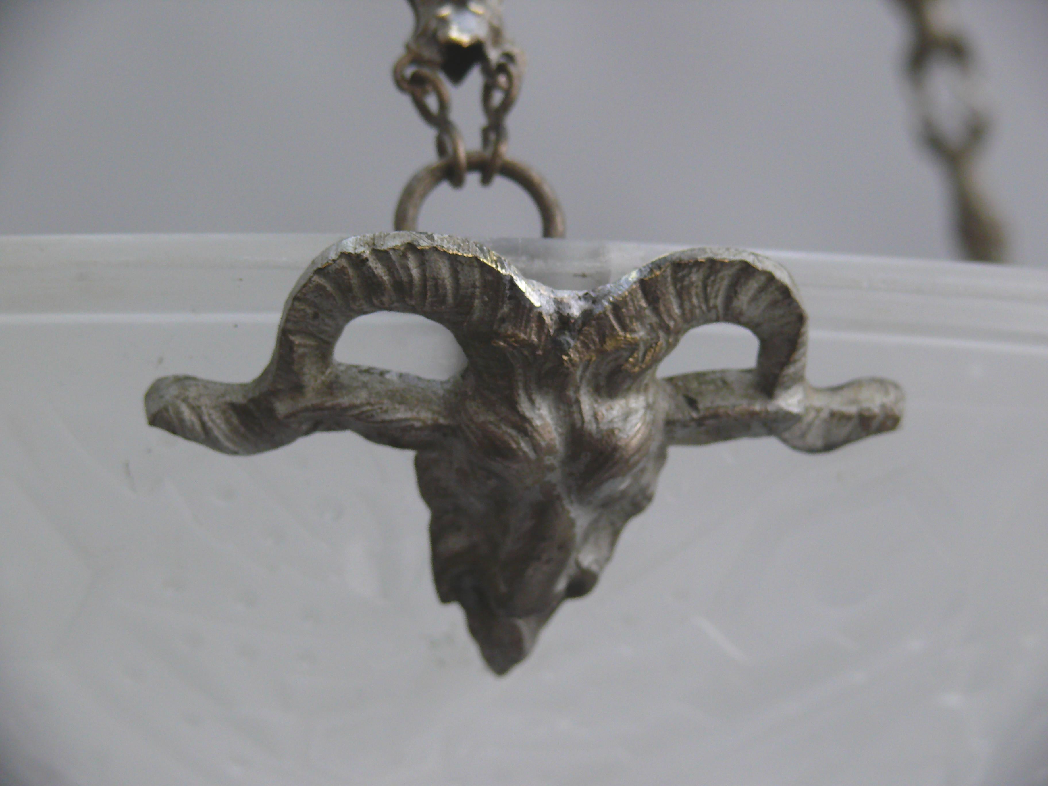 French Art Déco Chandelier, Pendant Light, Muller Frères Luneville, 1920s For Sale 2