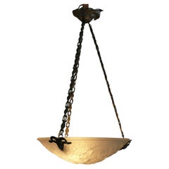French Art Déco Chandelier, Pendant Light, Muller Frères Luneville, 1920s