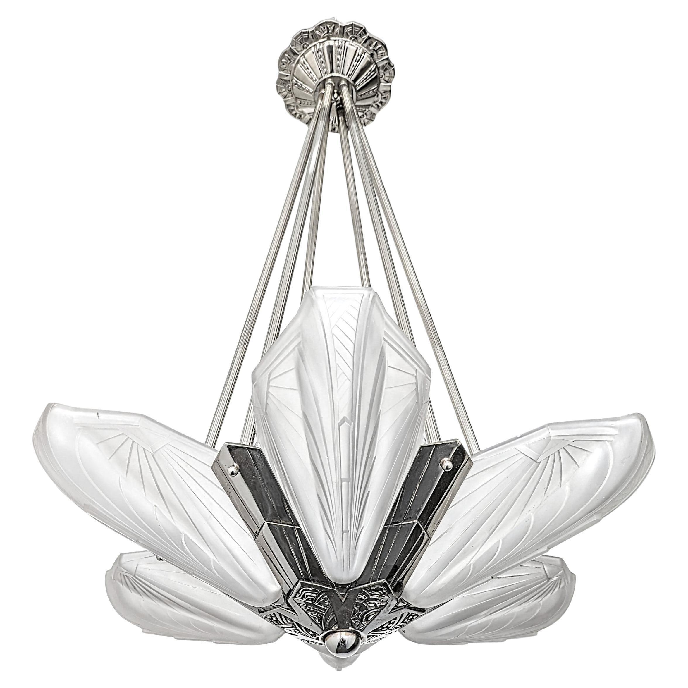 French Art Deco chandelier was created by the French Artist 