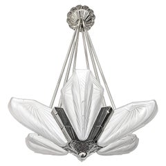 French Art Deco Chandelier Signed by Atelier E.J.G