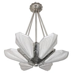 French Art Deco Chandelier Signed by Atelier E.J.G
