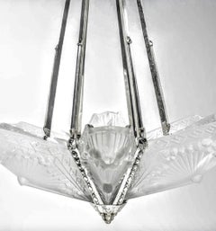 Lampadario a sospensione Art Deco francese firmato da Charles Schneider