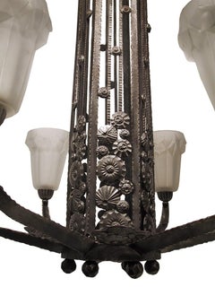French Art Deco Chandelier Signed by Degue