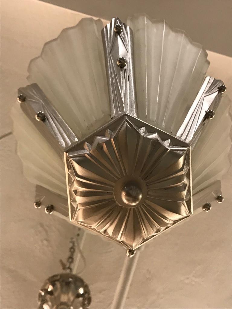 20th Century French Art Deco Chandelier Signed by Degue