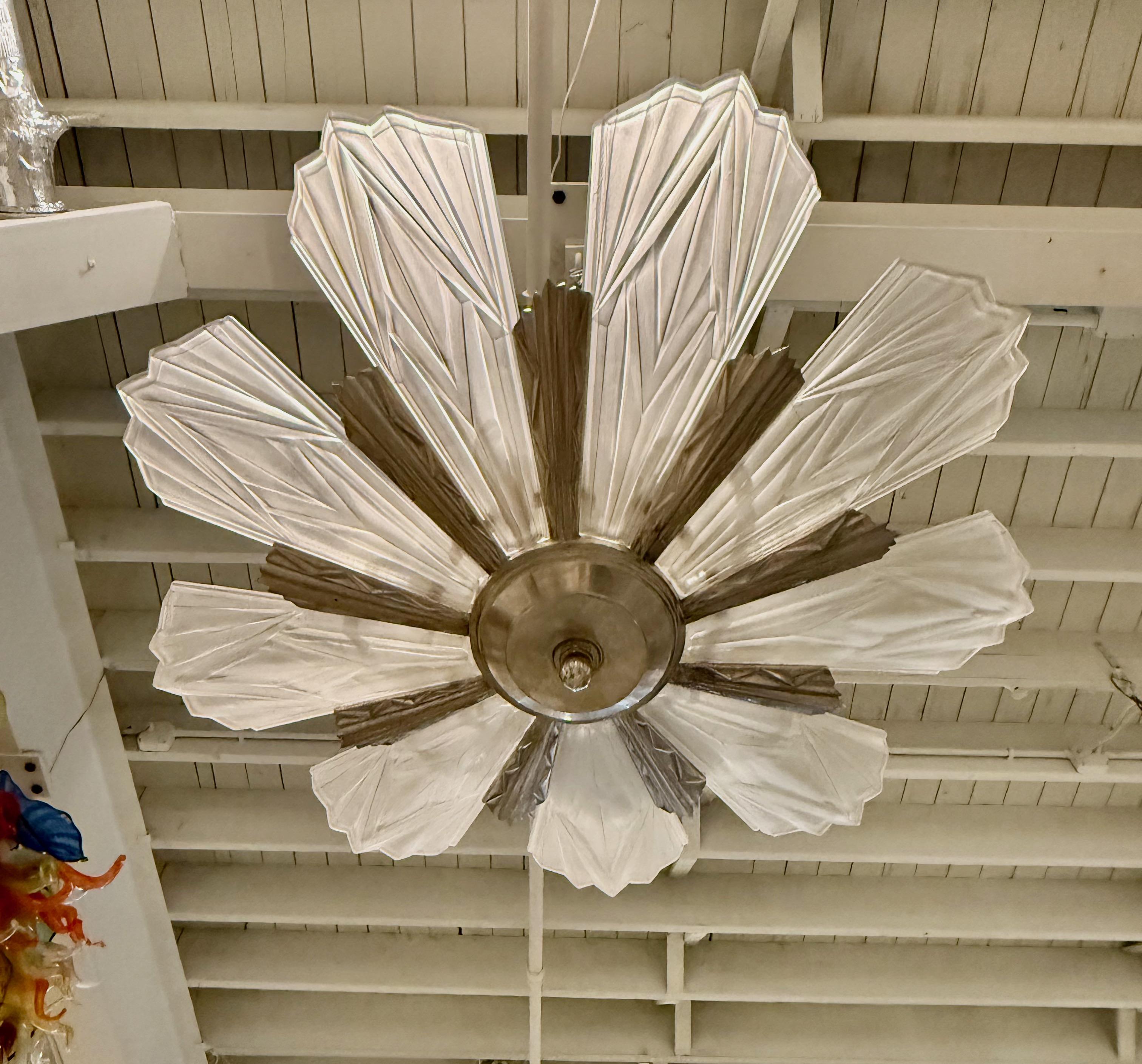 Early 20th Century French Art Deco Chandelier Signed by Degue For Sale