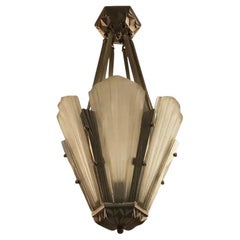 French Art Deco Chandelier Signed by Degue
