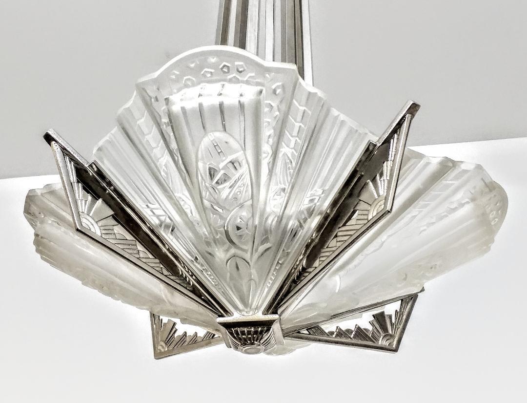 20th Century French Art Deco Chandelier Signed by Frontisi Pair Available For Sale