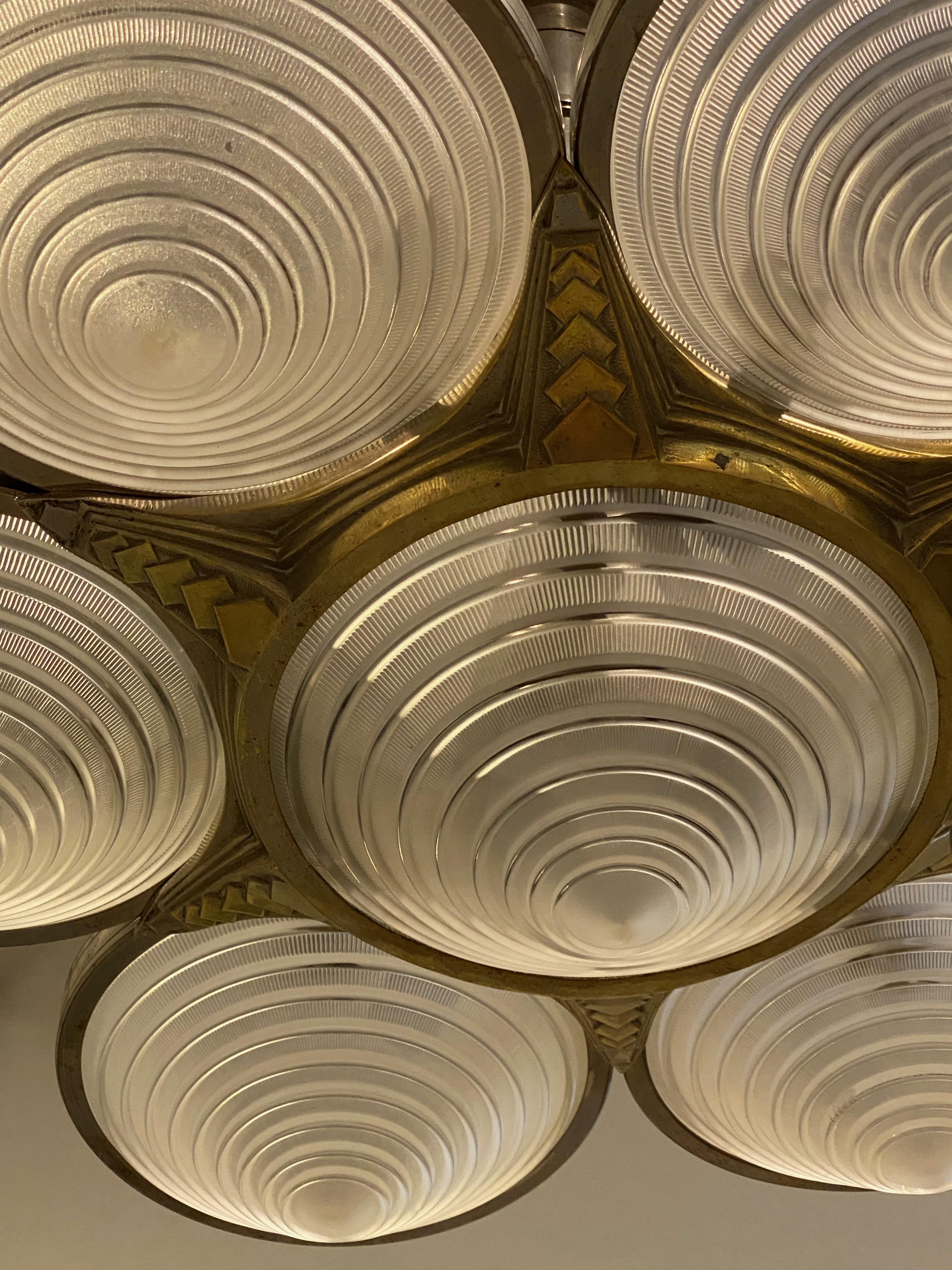 Lustre Art déco français signé par G Leleu en vente 1