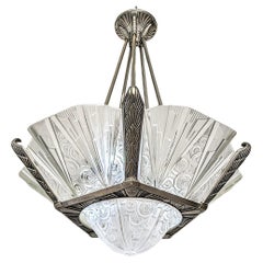 French Art Deco Chandelier Signed by Hettier Vincent