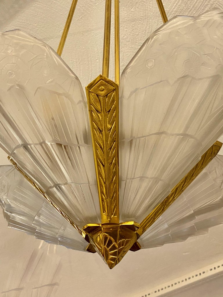 Gallery Detail: French Art Deco Chandelier Signed By J Robert For Sale