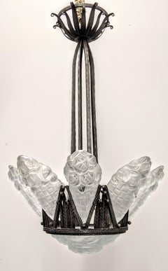 French Art Deco Chandelier by Degué
