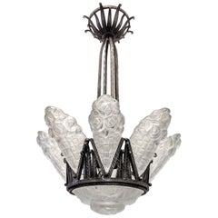 Vintage French Art Deco Chandelier by Degué