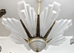 French Art Deco Pendant Chandelier Signed Marius-Ernest Sabino
