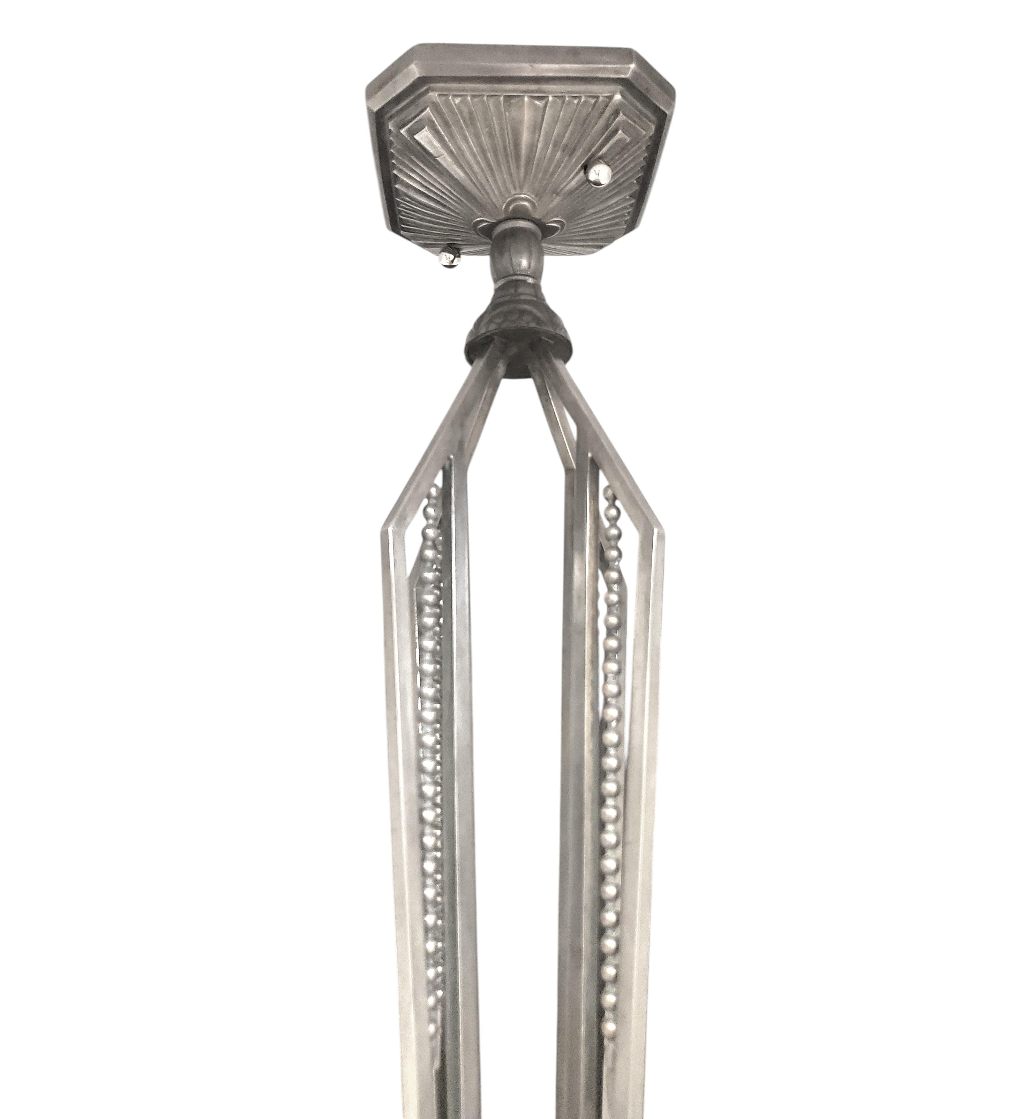 French Art Deco chandelier signed Muller Frères Luneville For Sale 5