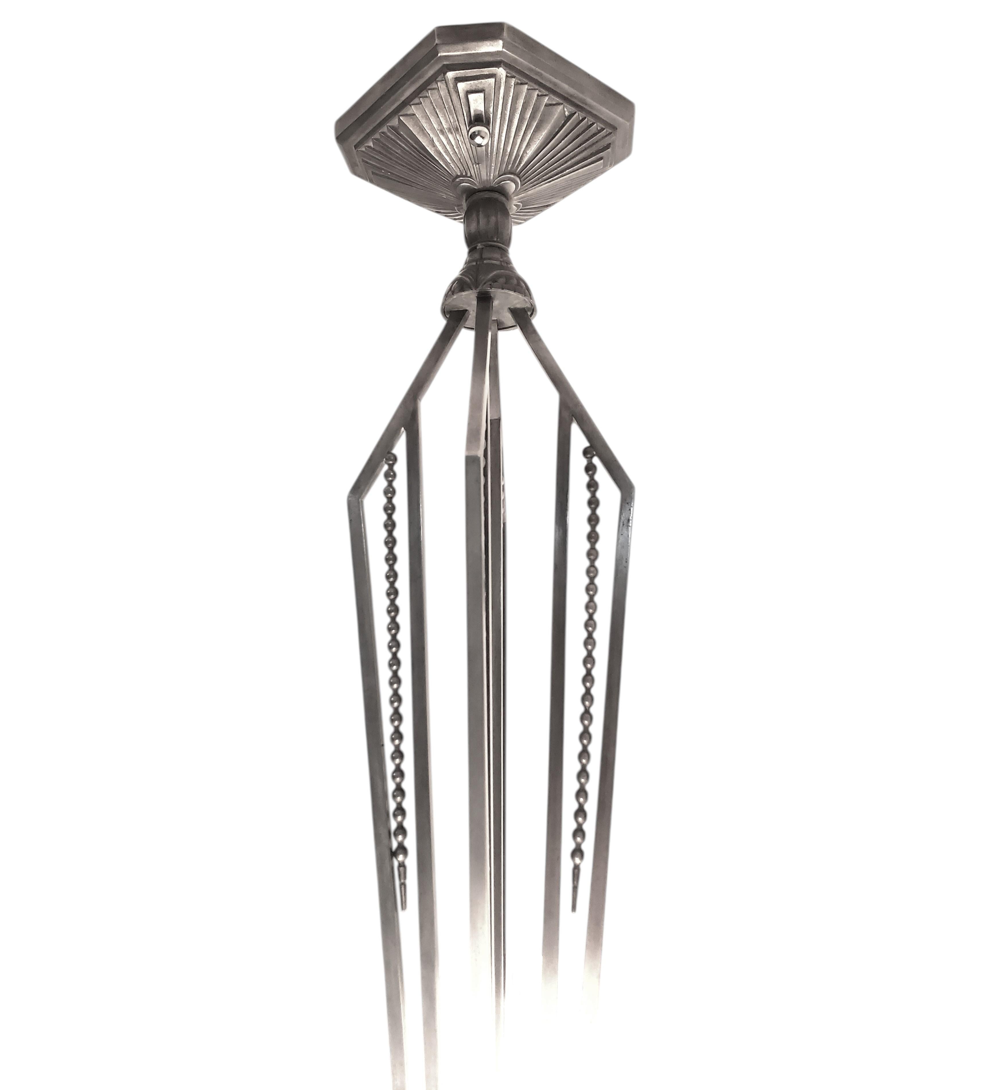 French Art Deco chandelier signed Muller Frères Luneville For Sale 2