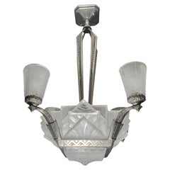 French Art Deco chandelier signed Muller Frères Luneville