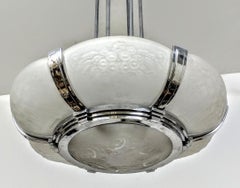 Lustre à suspension Art Déco français signé par Muller Freres Luneville