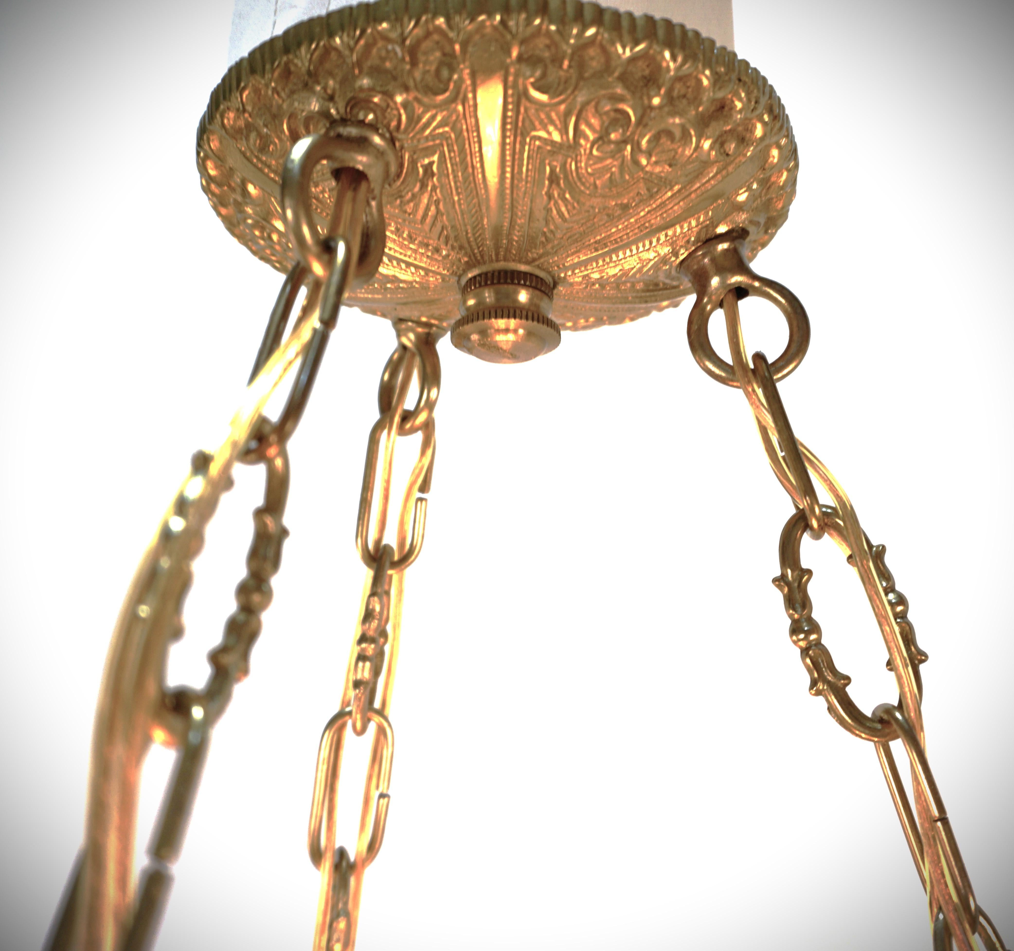 French Art Deco Chandelier, with Bird in Flying Motion by Noverdy #8 2