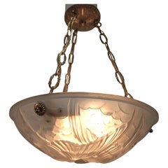 French Art Deco Chandelier, with Bird in Flying Motion by Noverdy #8