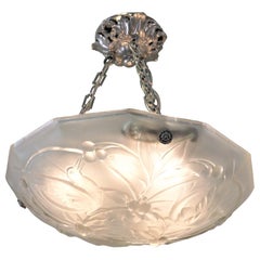 French Art Deco Chandelier with Cherry Eating Birds