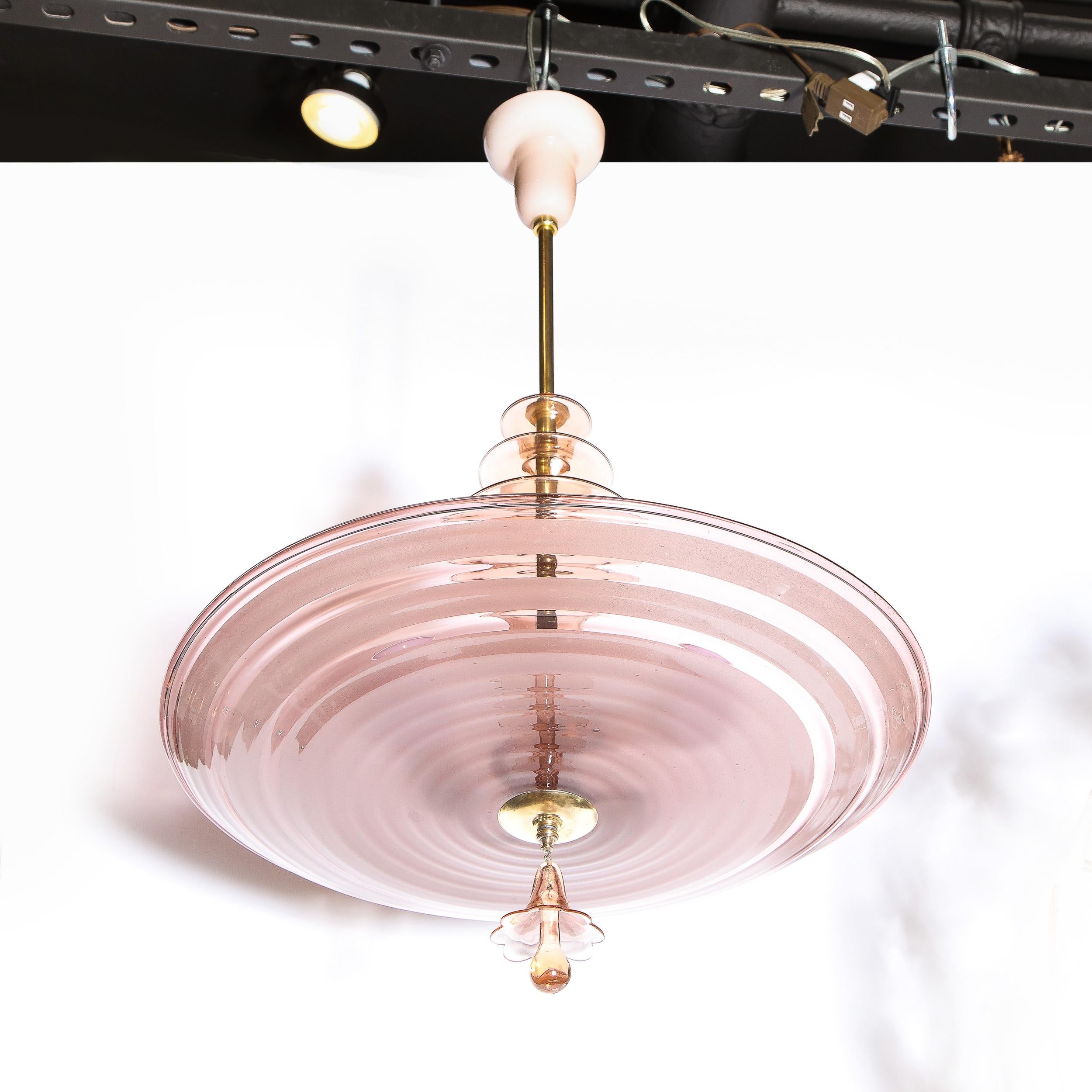 French Art Deco Chandelier with Smoked Rose Glass 5