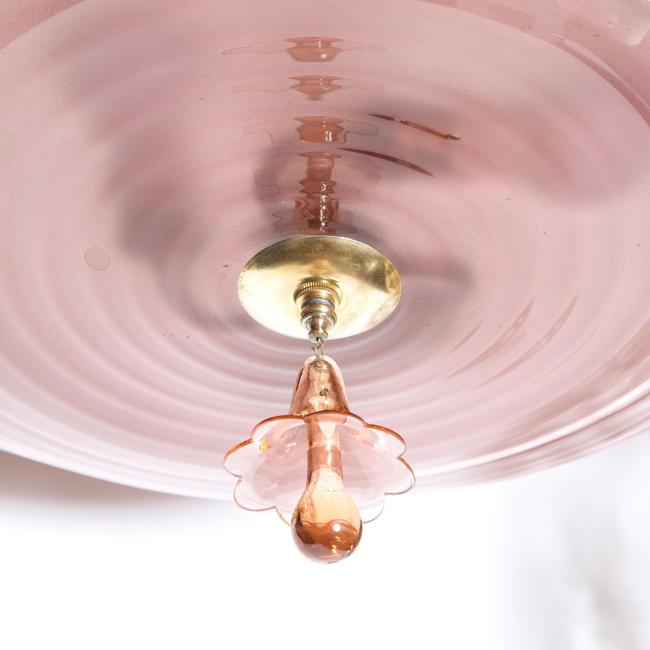 French Art Deco Chandelier with Smoked Rose Glass 4