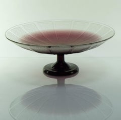 French Art Deco Charles Schneider Frosted Amethyst Glass Coupe