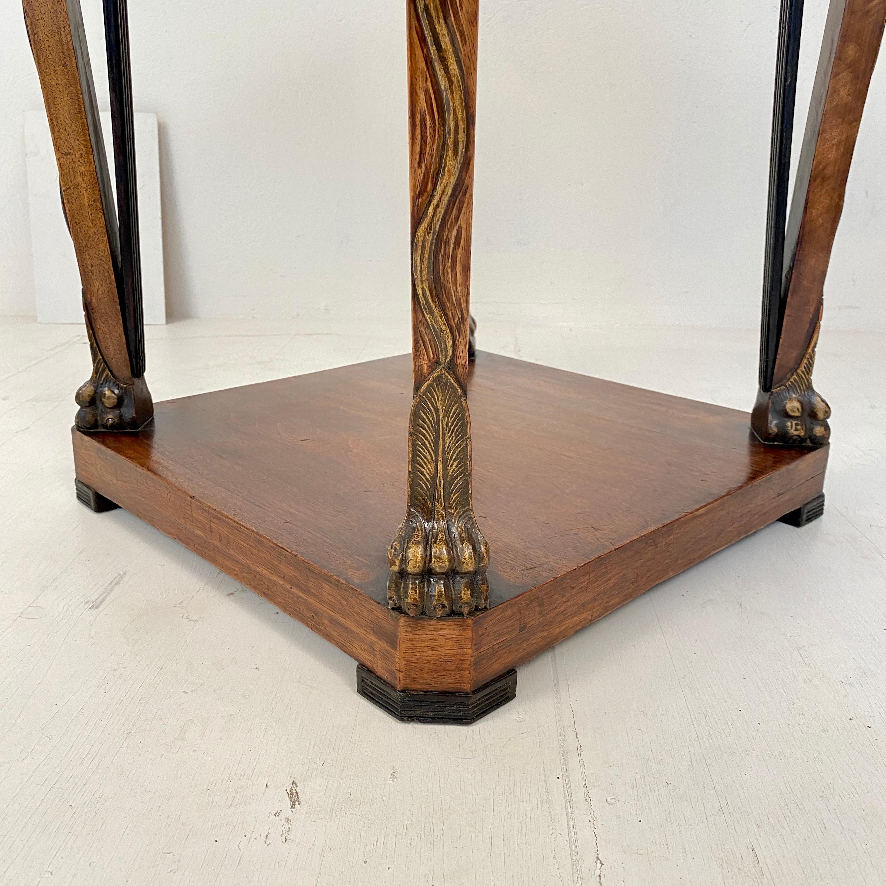 French Art Deco Chemist Side Table with Mosaic Top and Carved Base, around 1920 12