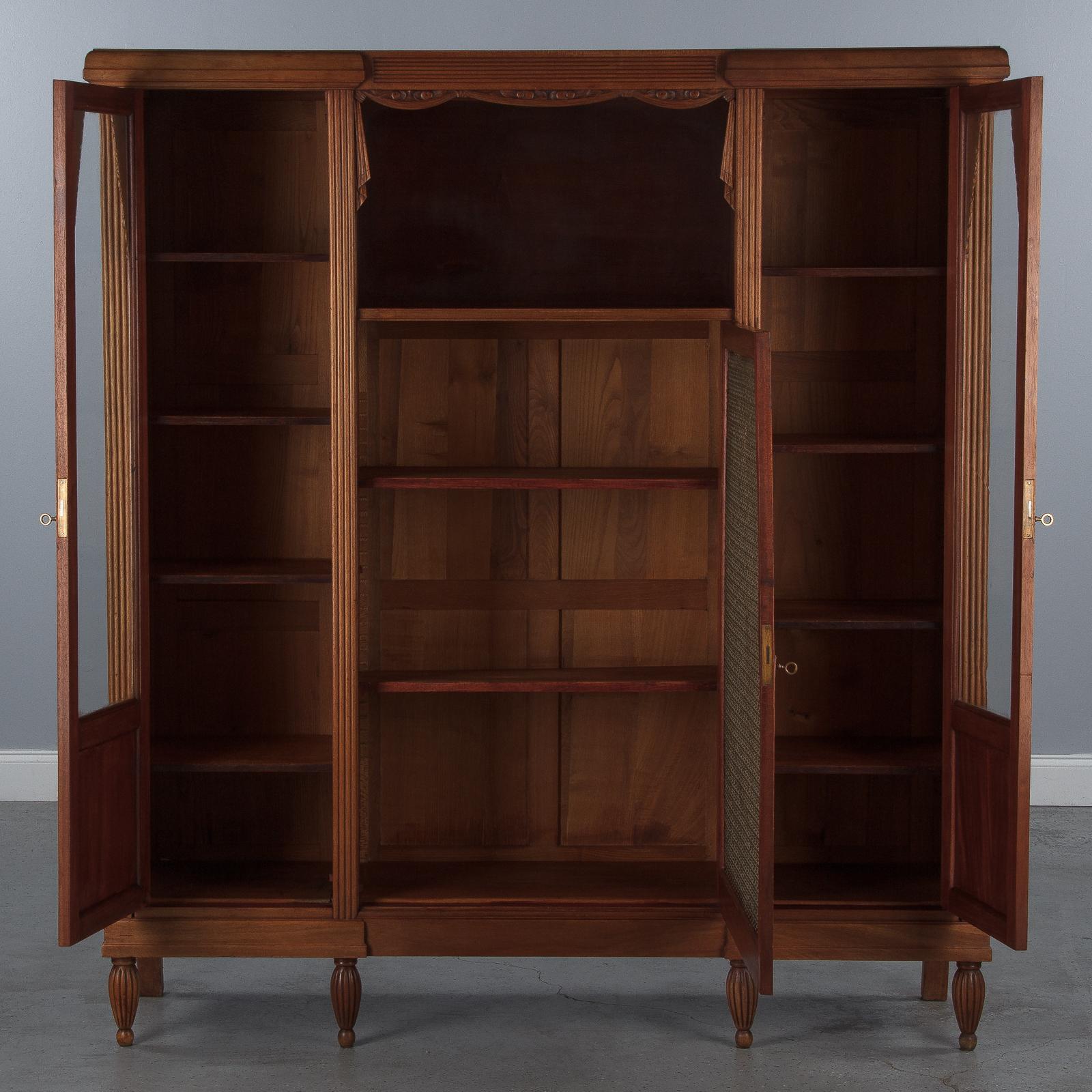 French Art Deco Cherrywood Bookcase, 1930s 8