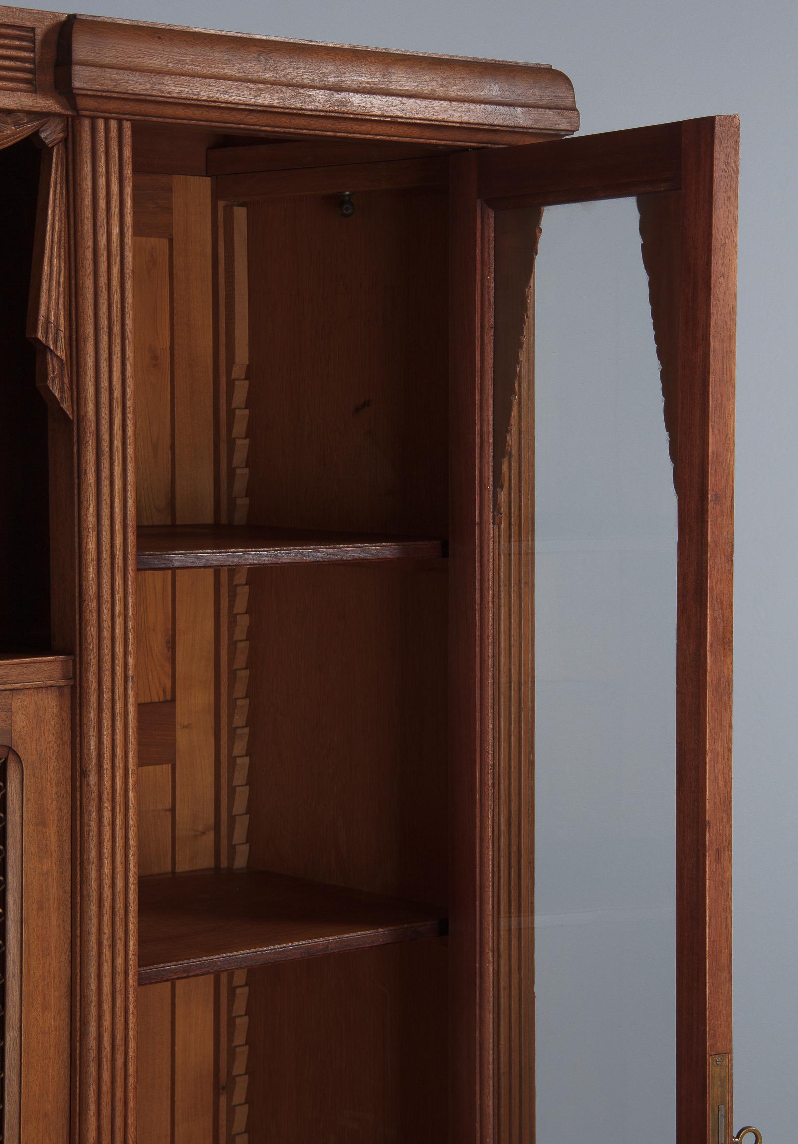 French Art Deco Cherrywood Bookcase, 1930s 9