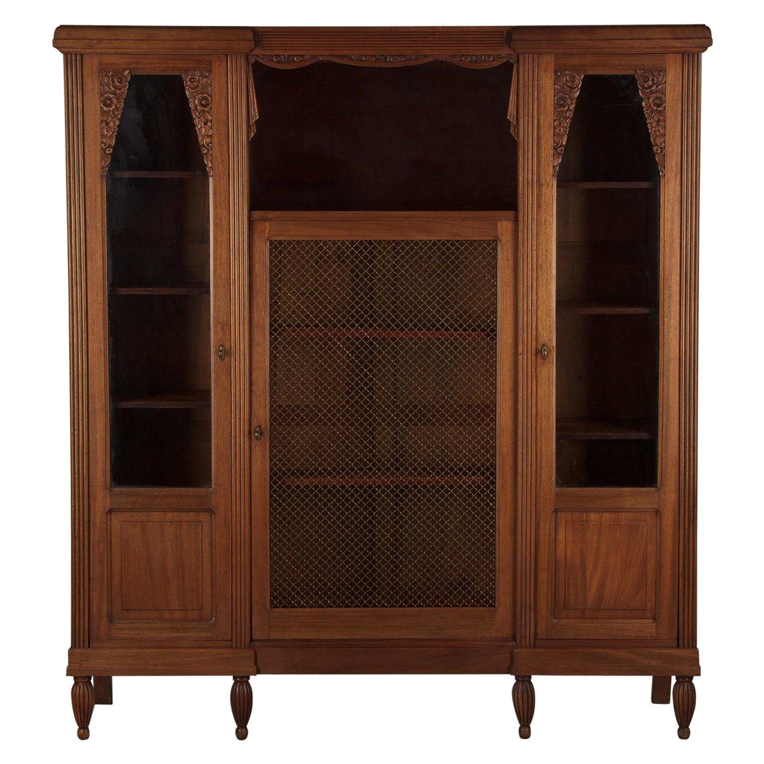 French Art Deco Cherrywood Bookcase, 1930s