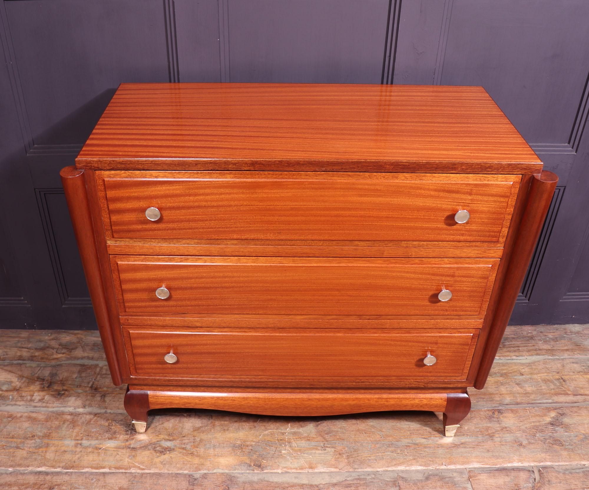 Mahogany French Art Deco Chest of Drawers For Sale