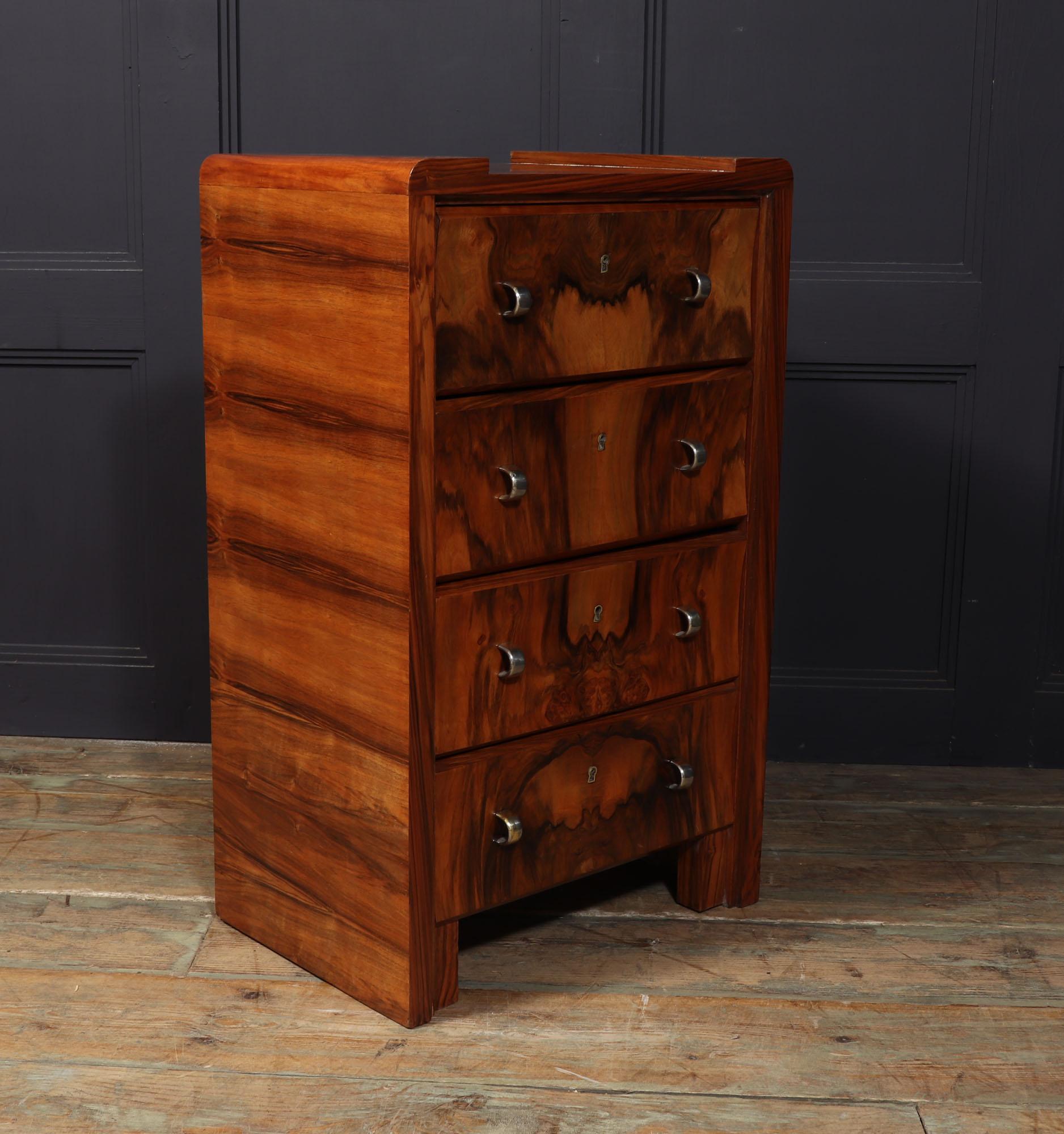Walnut French Art Deco Chest of Drawers For Sale