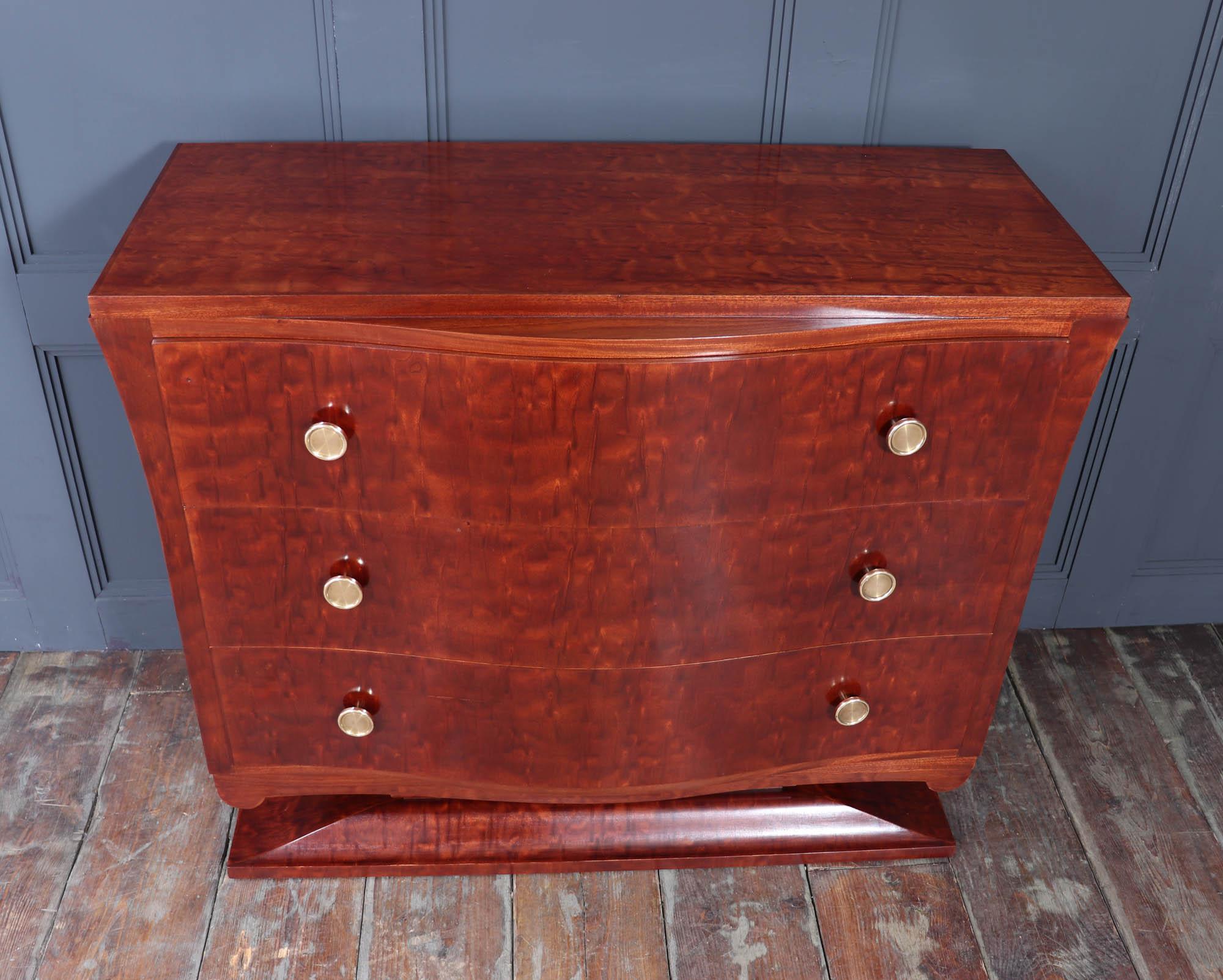Bubinga Cassettiera Art Deco francese in vendita
