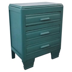 French Art Deco Chest of Drawers, Painted Wood, Three Drawers, 1930s