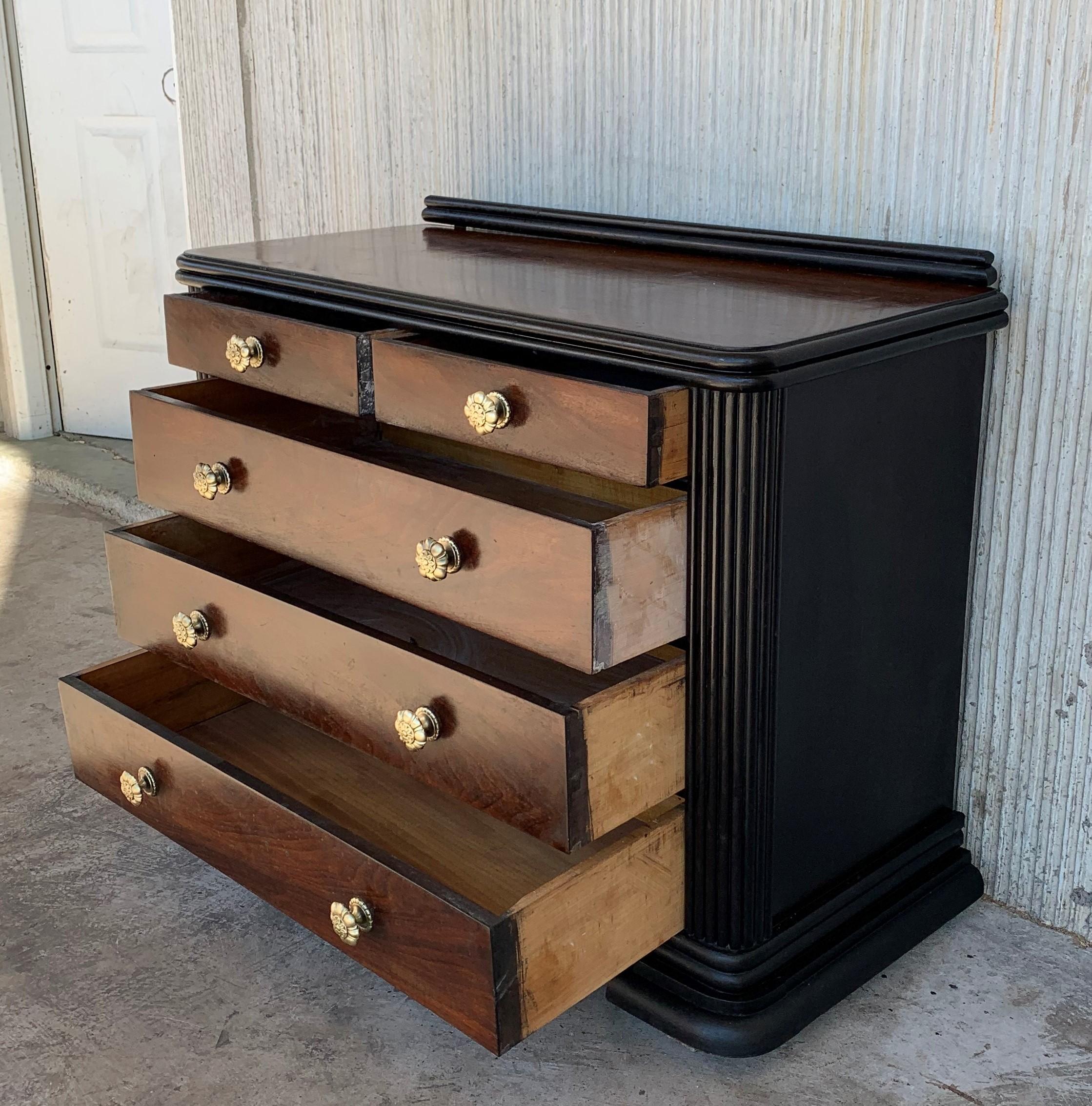 French Art Deco Chest of Drawers with Ebonized Base and Columns For Sale 2