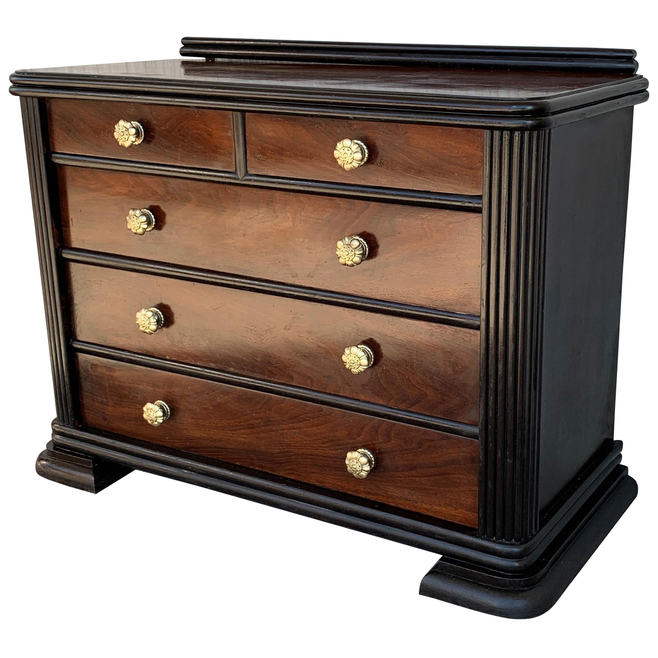 French Art Deco Chest of Drawers with Ebonized Base and Columns For Sale
